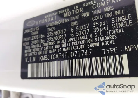 2015 Hyundai Tucson Gls from USA, damaged, VIN KM8JTCAF4FU071747